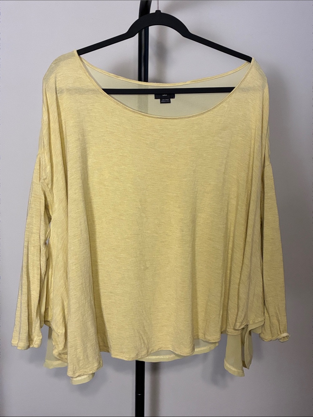 Anthropologie Deletta Oversized Yellow Long-Sleeve Scoop Neck Swing Top Medium